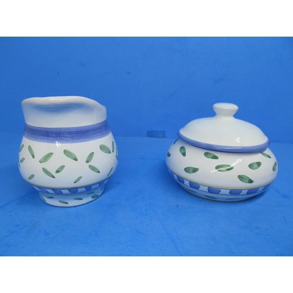 Williams Sonoma Tournesol Italy Sugar Bowl With Lid And Creamer EUC